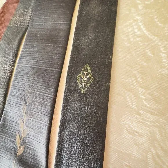 Lot of 4 Skinny Ties Vintage 1960’s Silk Wide Fall Winter Black Green Necktie - Picture 2 of 10